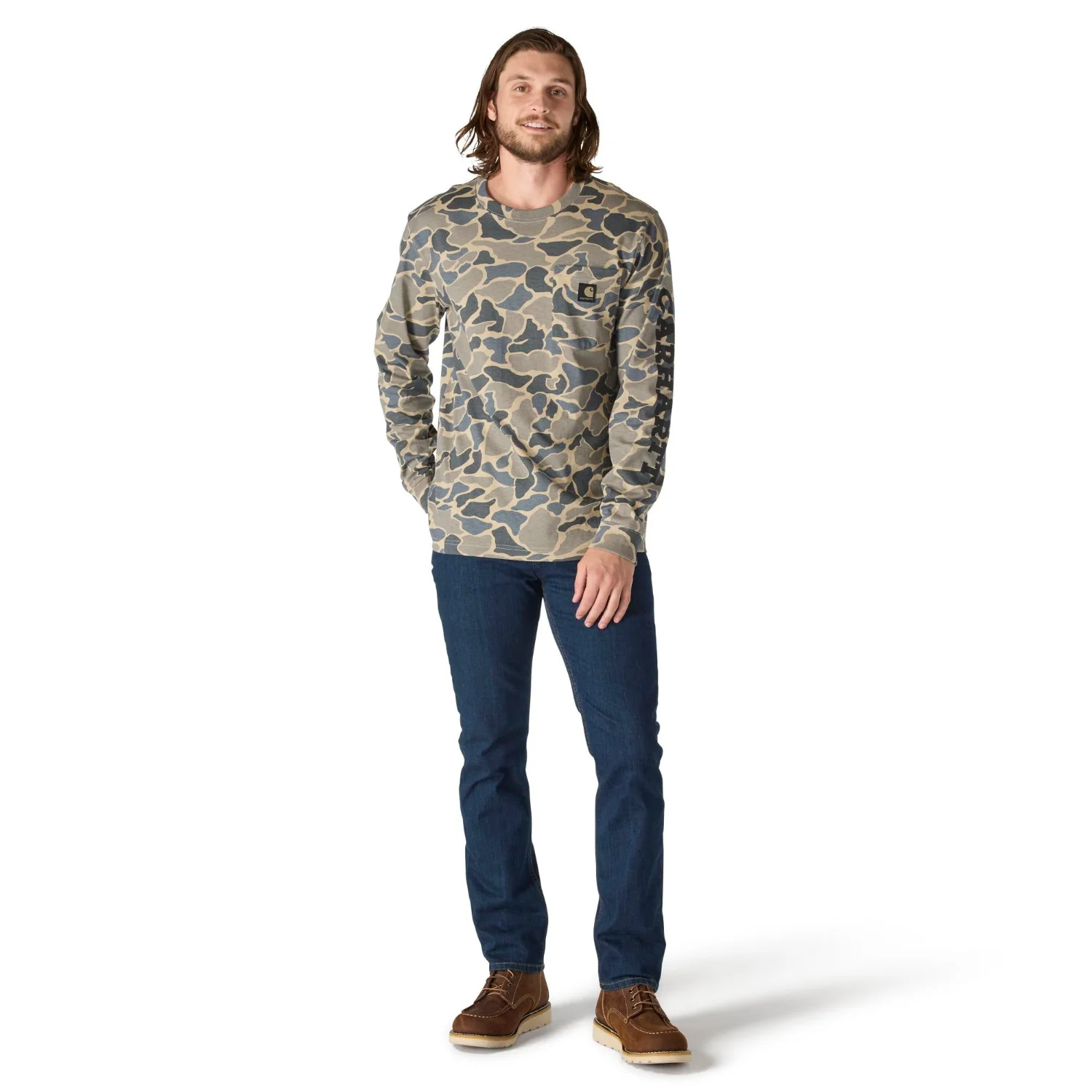 Carhartt Men's Relaxed Fit Pocket Camo Logo Graphic Long Sleeve T-Shirt - Image 4