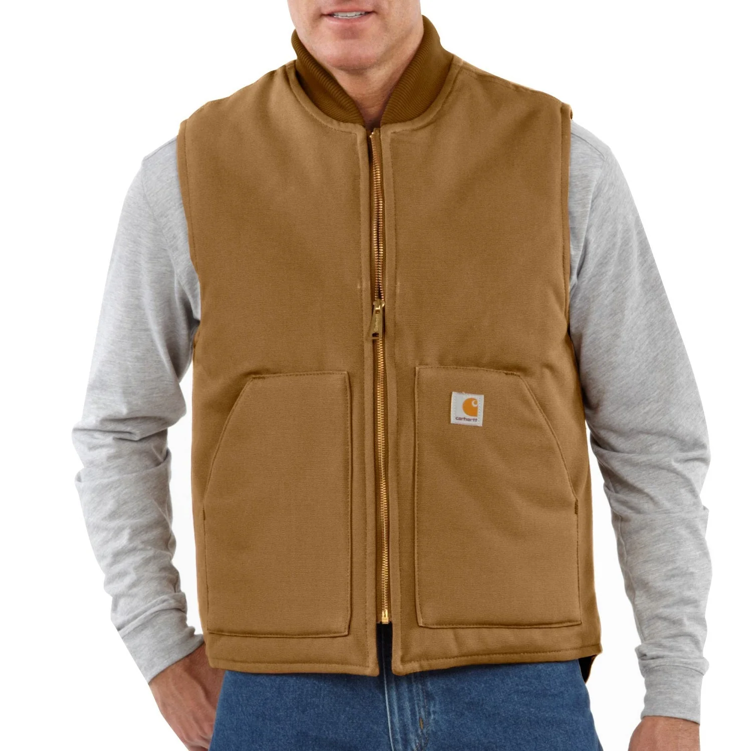 Carhartt Men's V01 Relaxed Fit Firm Duck Insulated Zip Vest - Image 3