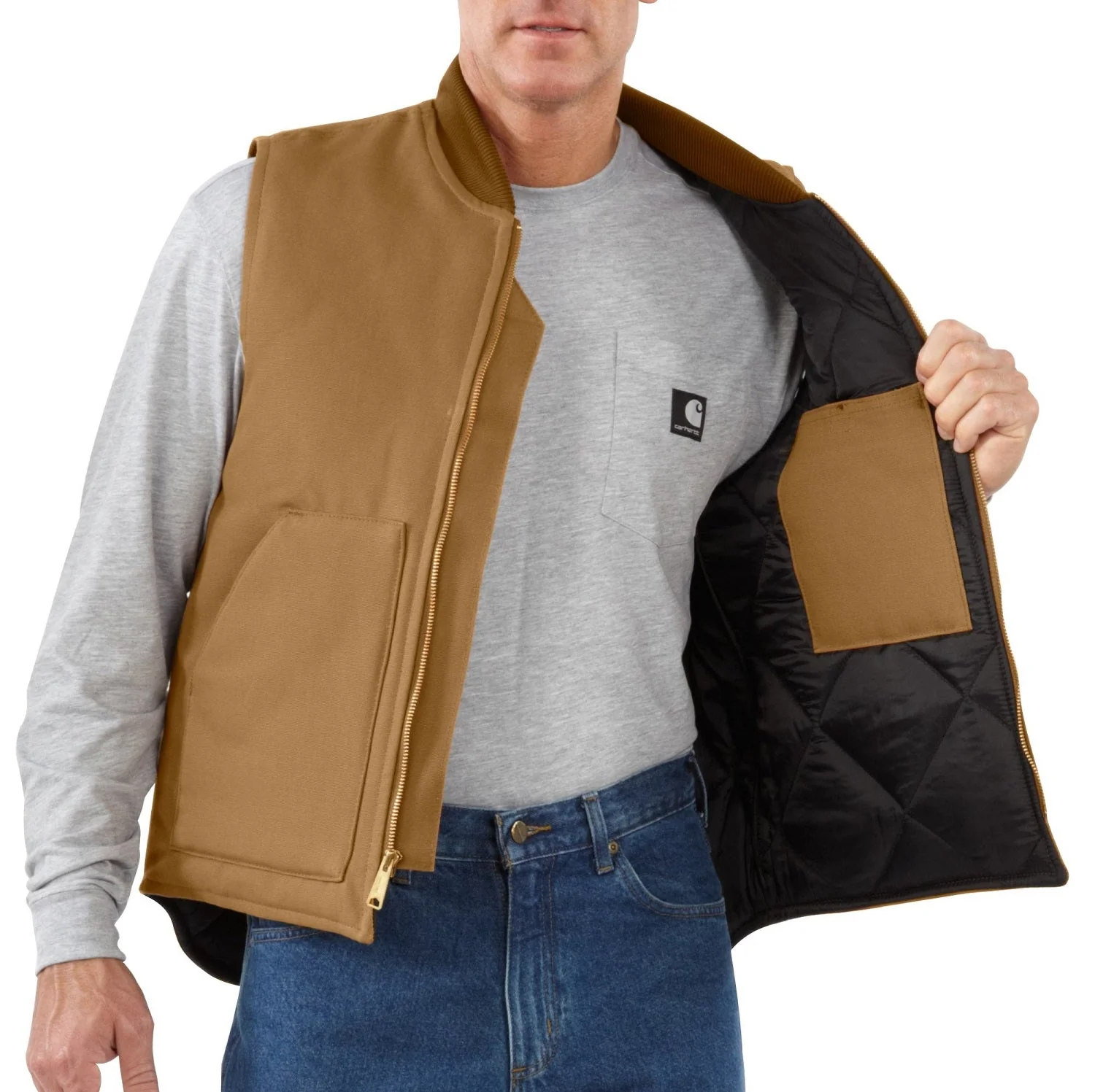 Carhartt Men's V01 Relaxed Fit Firm Duck Insulated Zip Vest - Image 4
