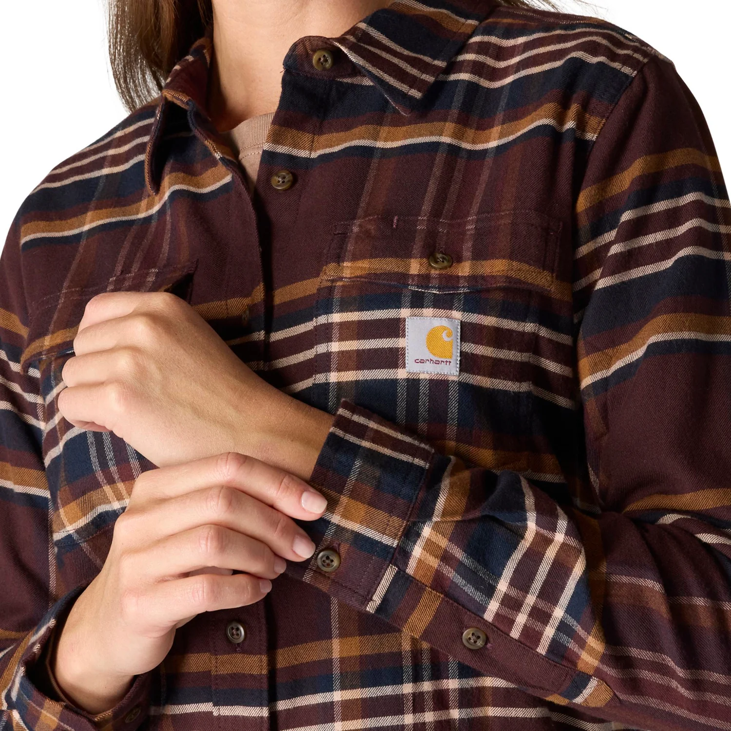 Carhartt Women's TENCEL™ Relaxed Fit Plaid Long Sleeve Work Shirt - Image 10