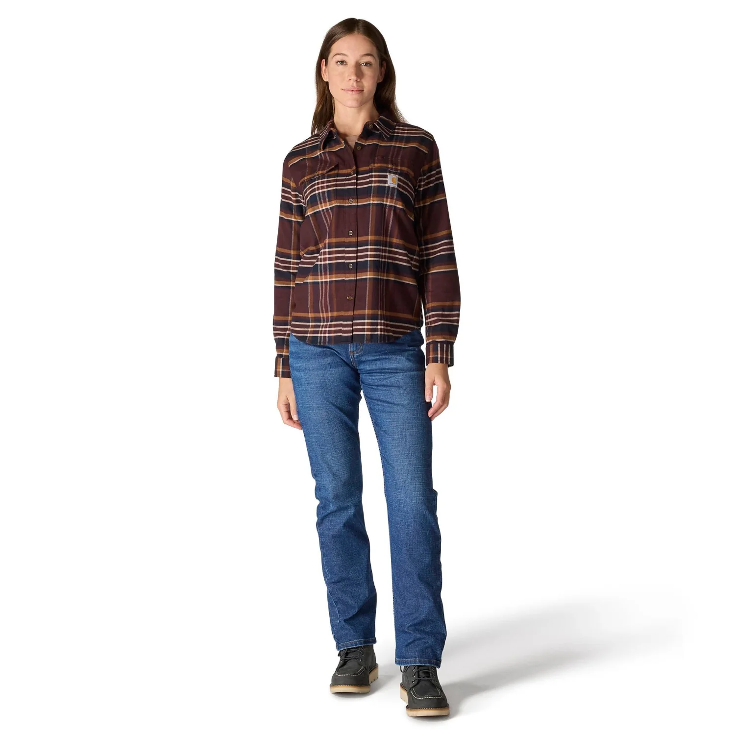Carhartt Women's TENCEL™ Relaxed Fit Plaid Long Sleeve Work Shirt - Image 12