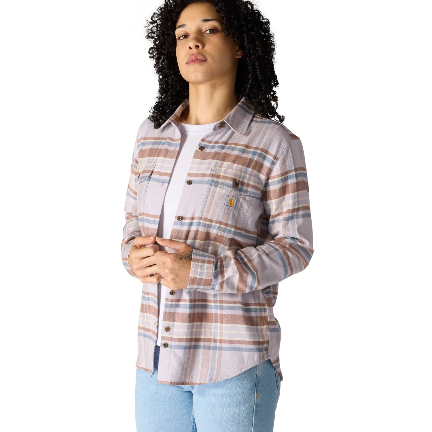 Carhartt Women's TENCEL™ Relaxed Fit Plaid Long Sleeve Work Shirt - Image 14