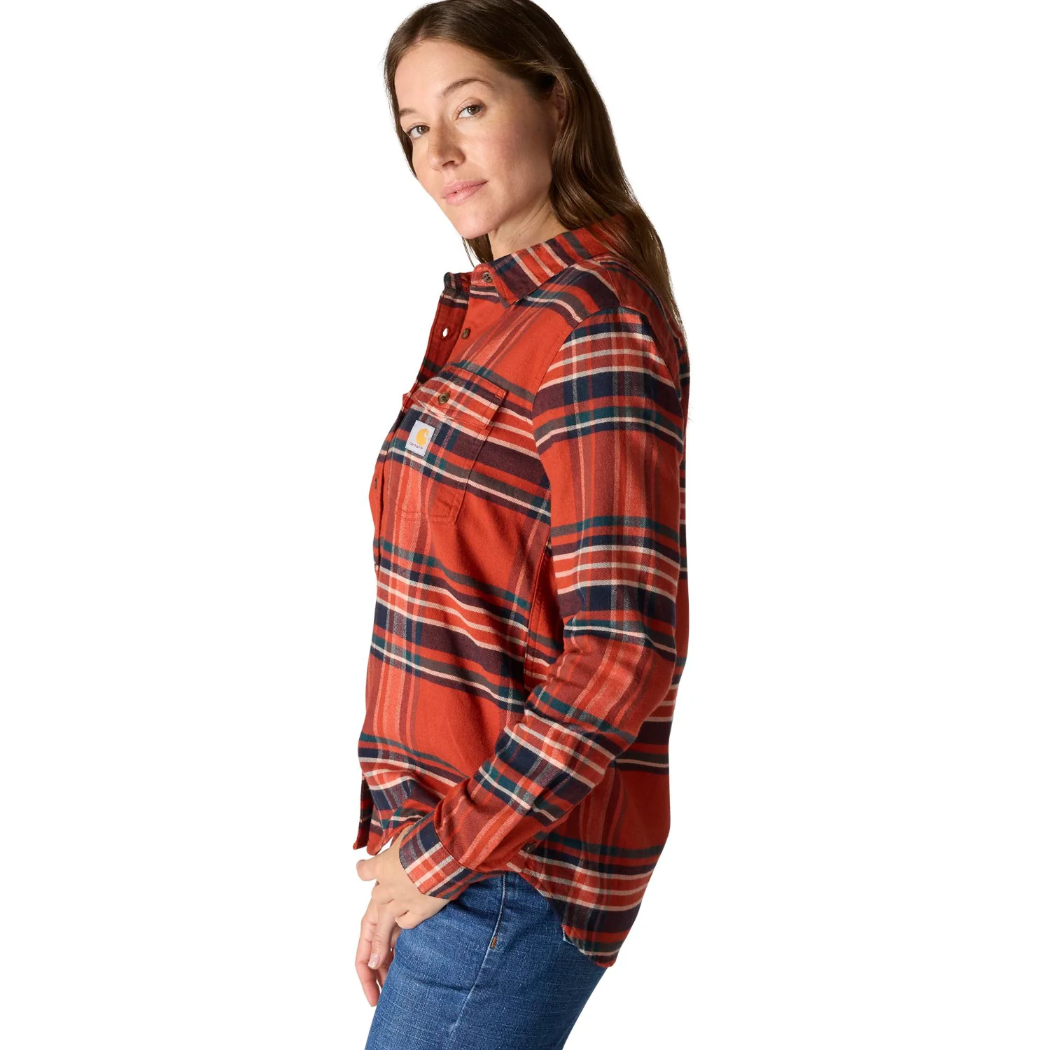 Carhartt Women's TENCEL™ Relaxed Fit Plaid Long Sleeve Work Shirt - Image 2