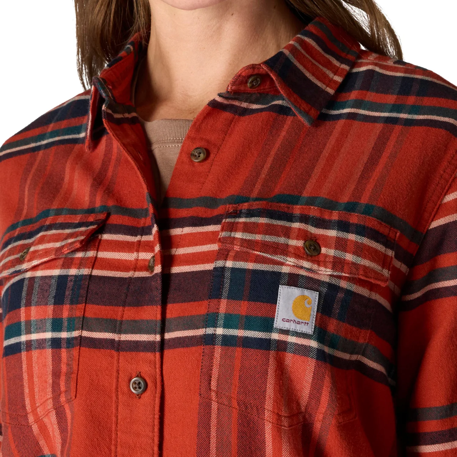 Carhartt Women's TENCEL™ Relaxed Fit Plaid Long Sleeve Work Shirt - Image 4