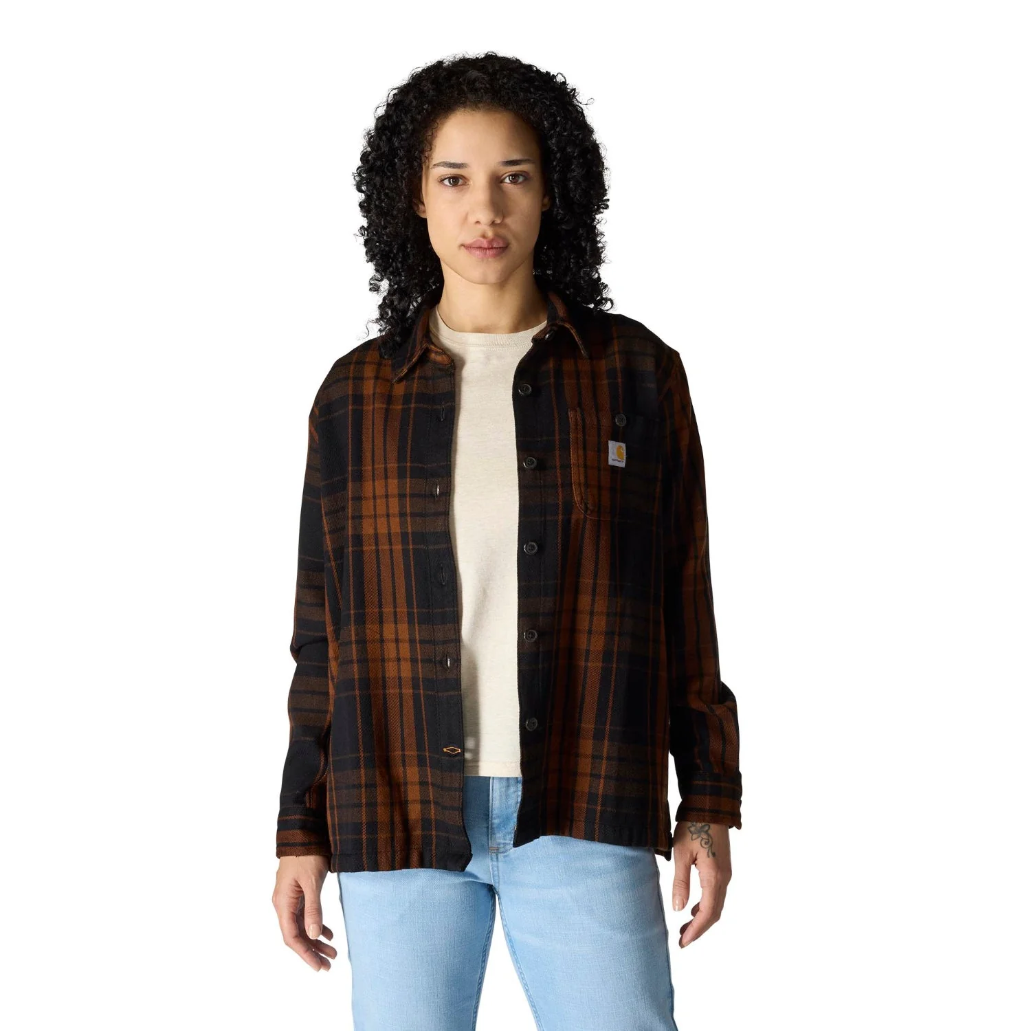 Carhartt Women's TENCELâ„¢ Loose Fit Twill Plaid Long Sleeve Work Shirt - Image 13