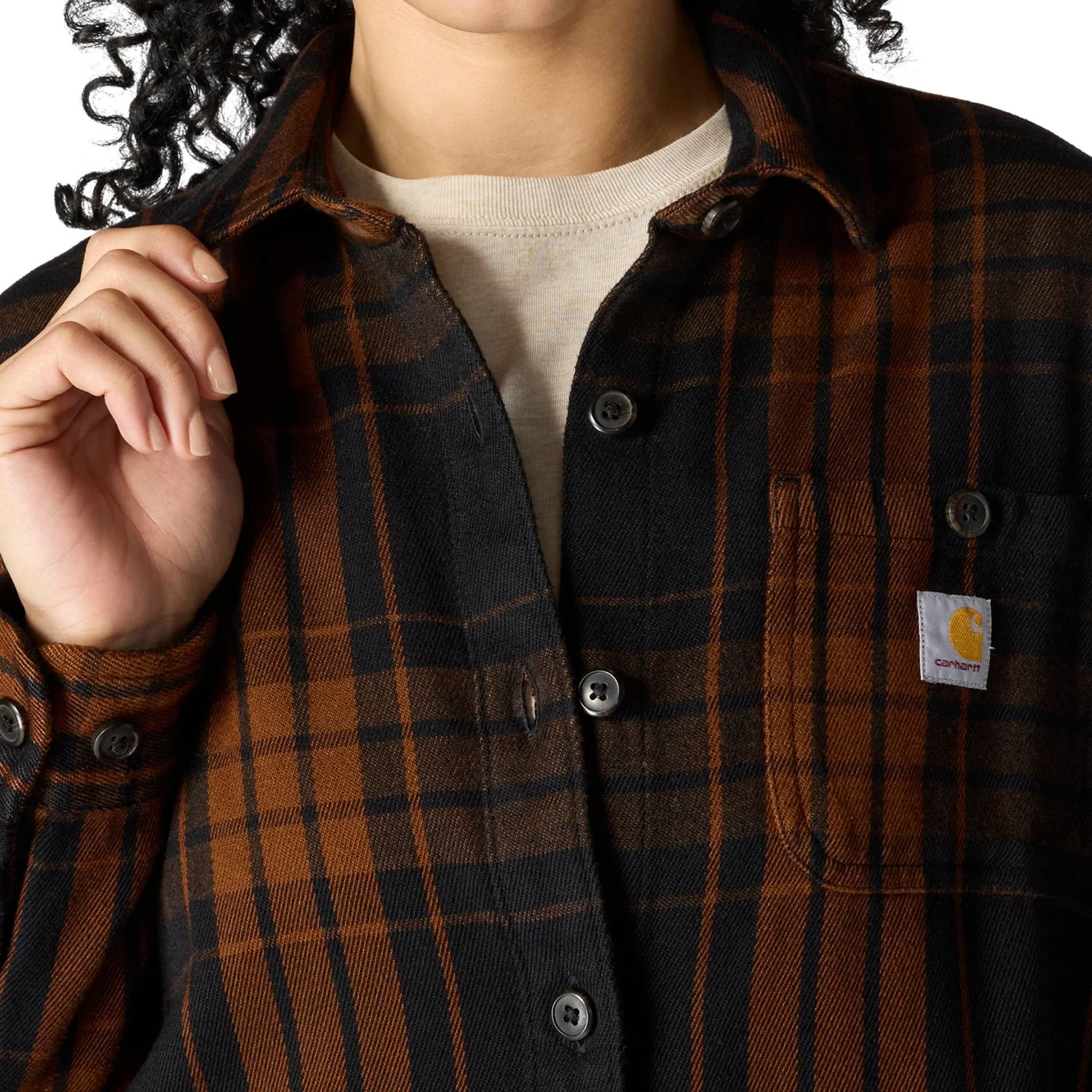 Carhartt Women's TENCELâ„¢ Loose Fit Twill Plaid Long Sleeve Work Shirt - Image 15