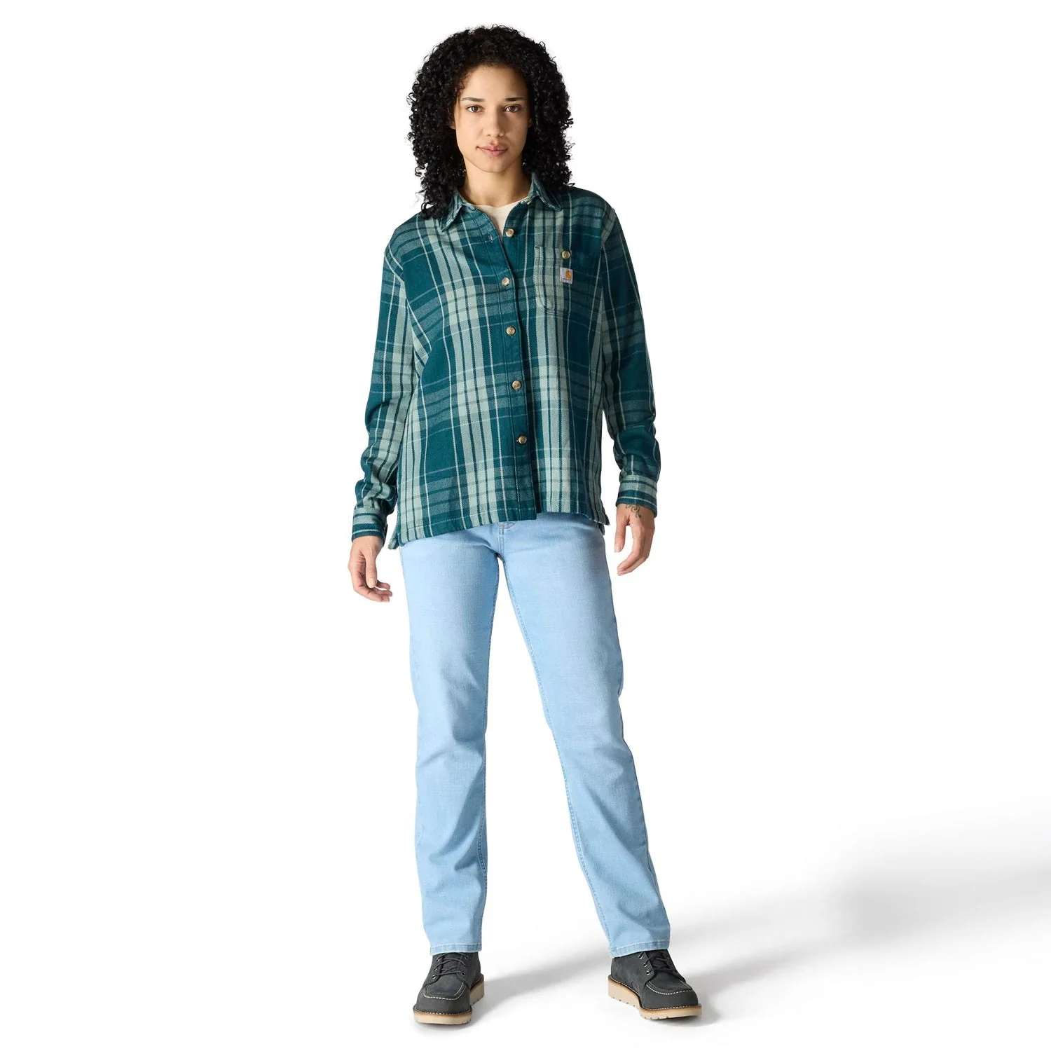 Carhartt Women's TENCELâ„¢ Loose Fit Twill Plaid Long Sleeve Work Shirt - Image 6