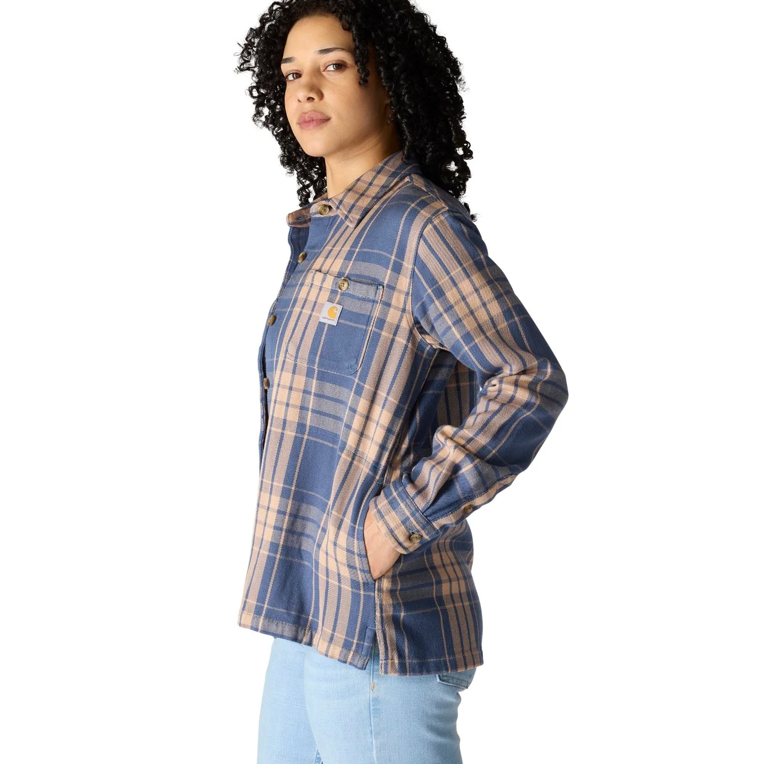 Carhartt Women's TENCELâ„¢ Loose Fit Twill Plaid Long Sleeve Work Shirt - Image 8