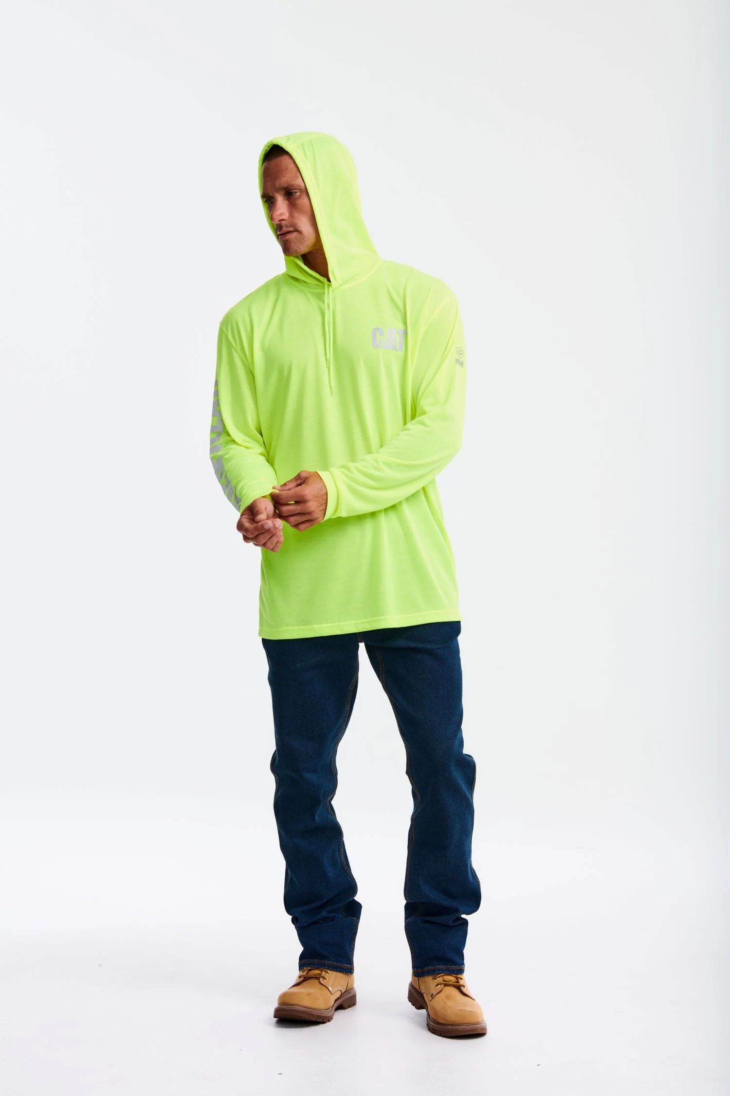 CAT Men's Hi-Vis UPF Hooded Long Sleeve T-Shirt - Image 2