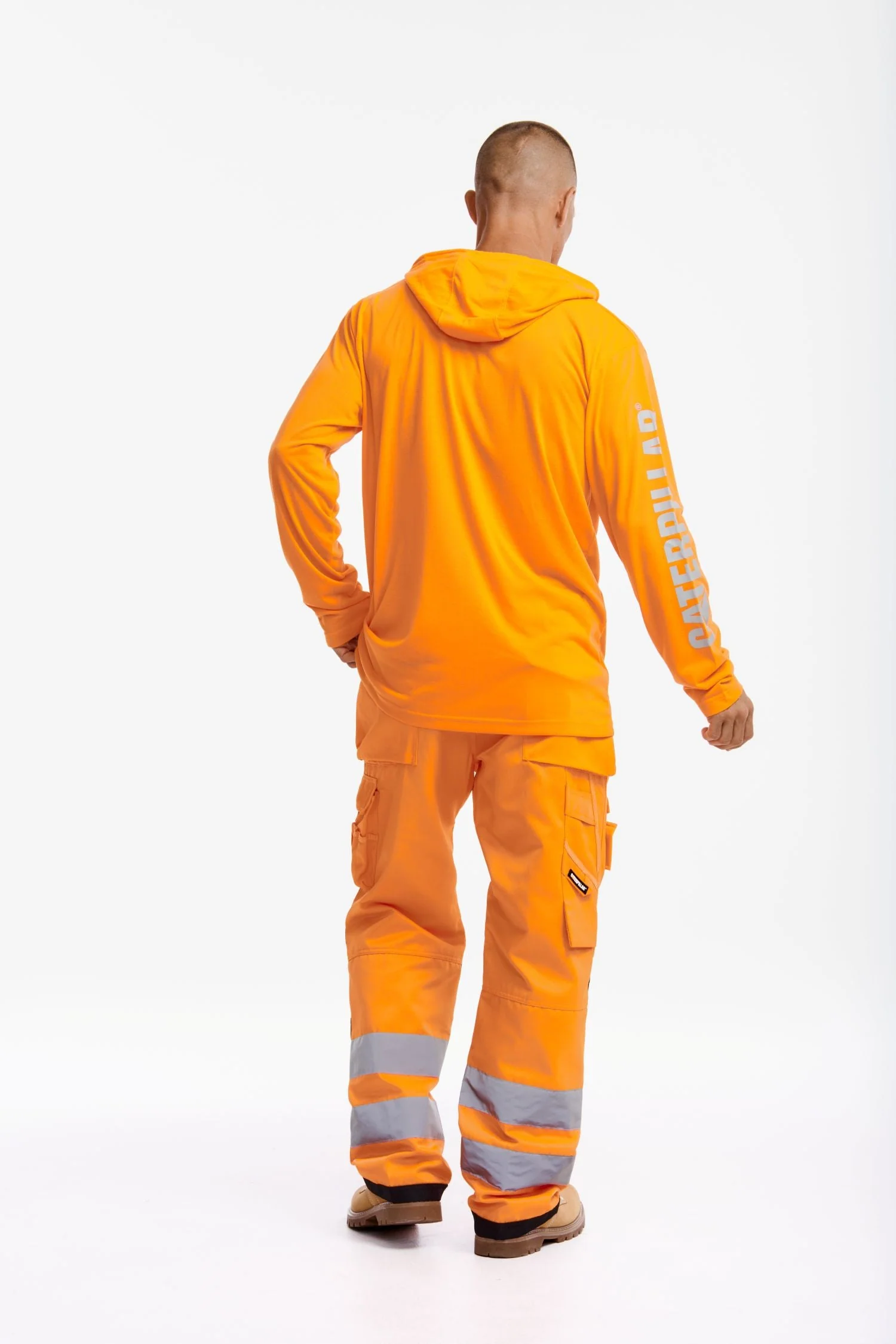 CAT Men's Hi-Vis UPF Hooded Long Sleeve T-Shirt - Image 9