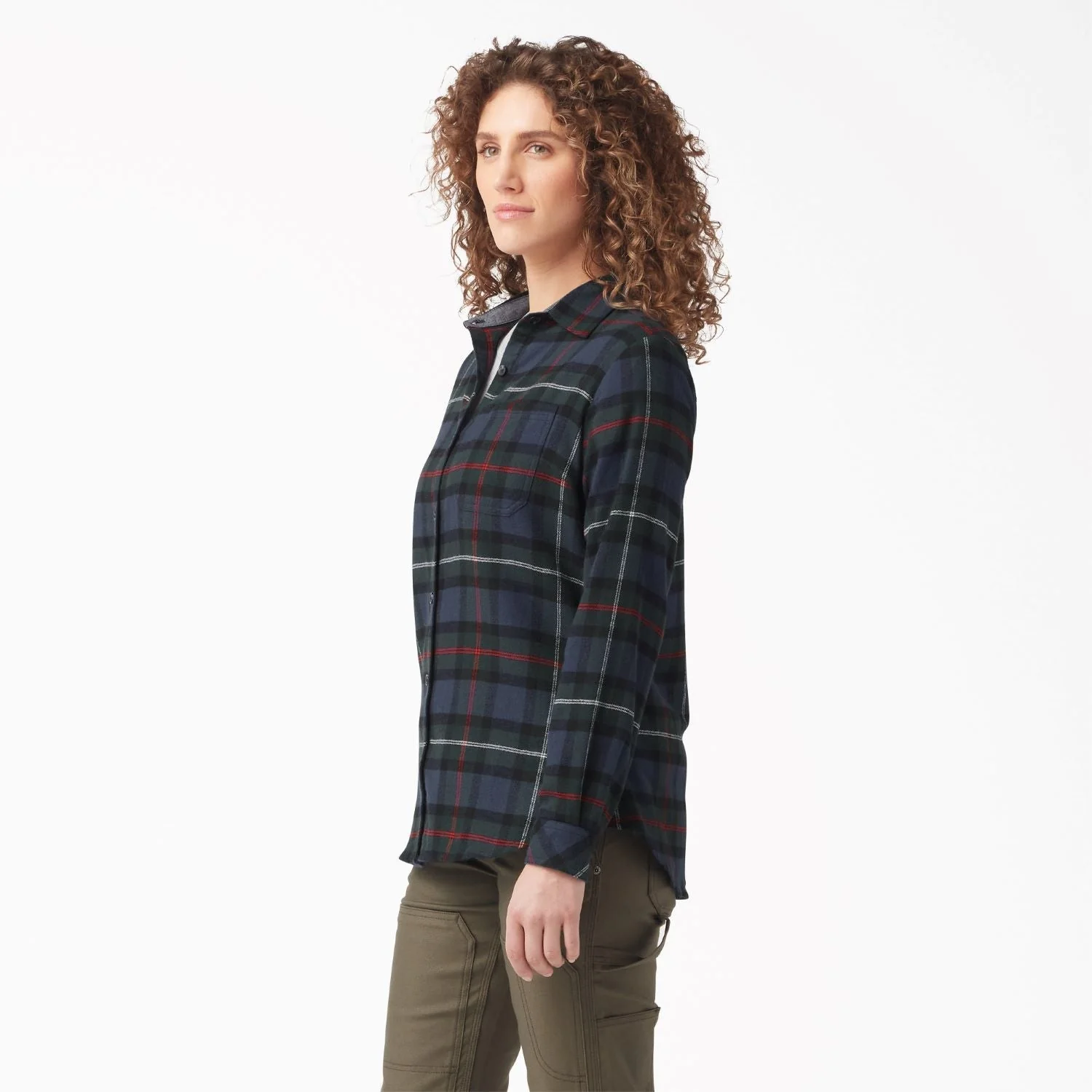 Dickies Women's Plaid Long Sleeve Flannel Shirt - Image 11
