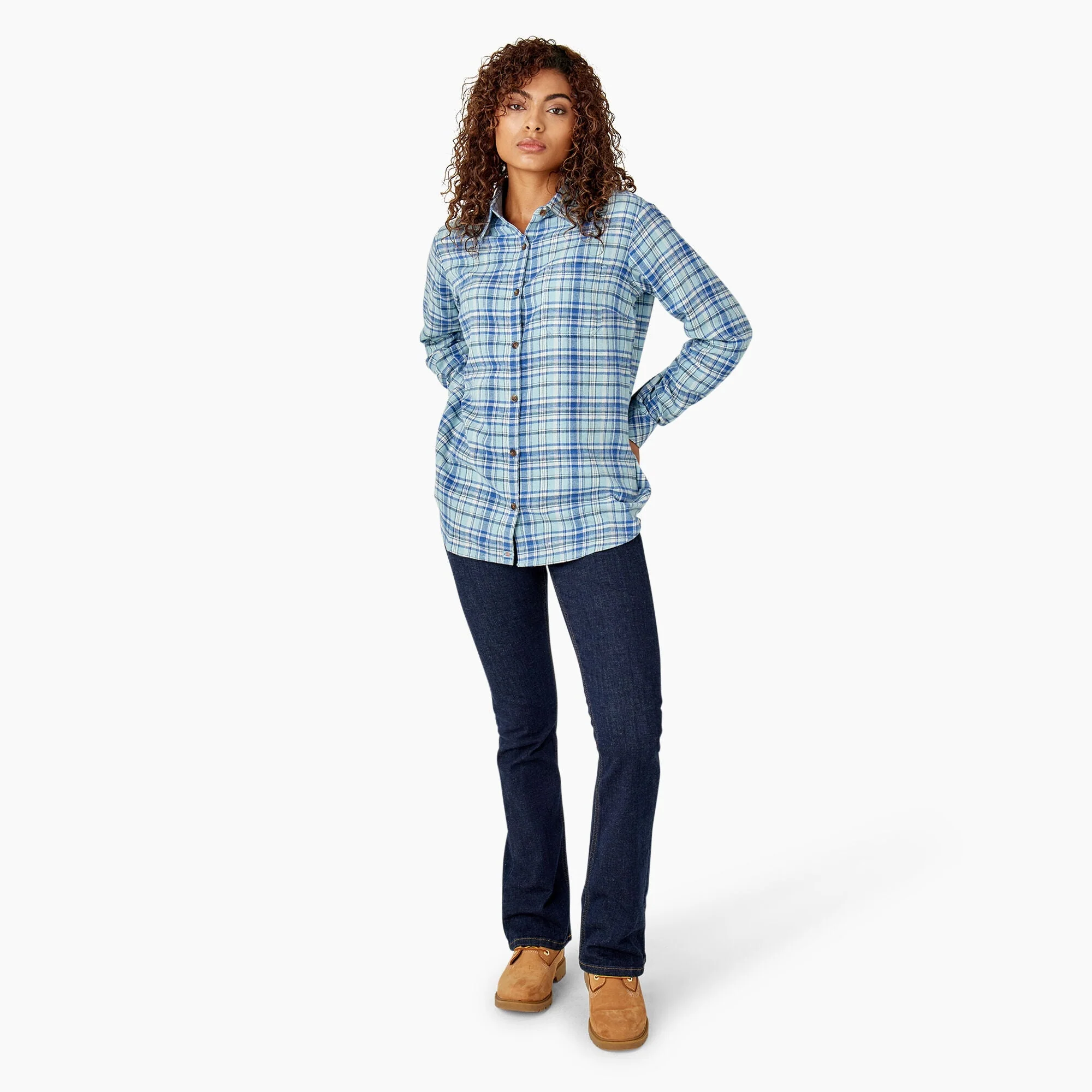 Dickies Women's Plaid Long Sleeve Flannel Shirt - Image 5