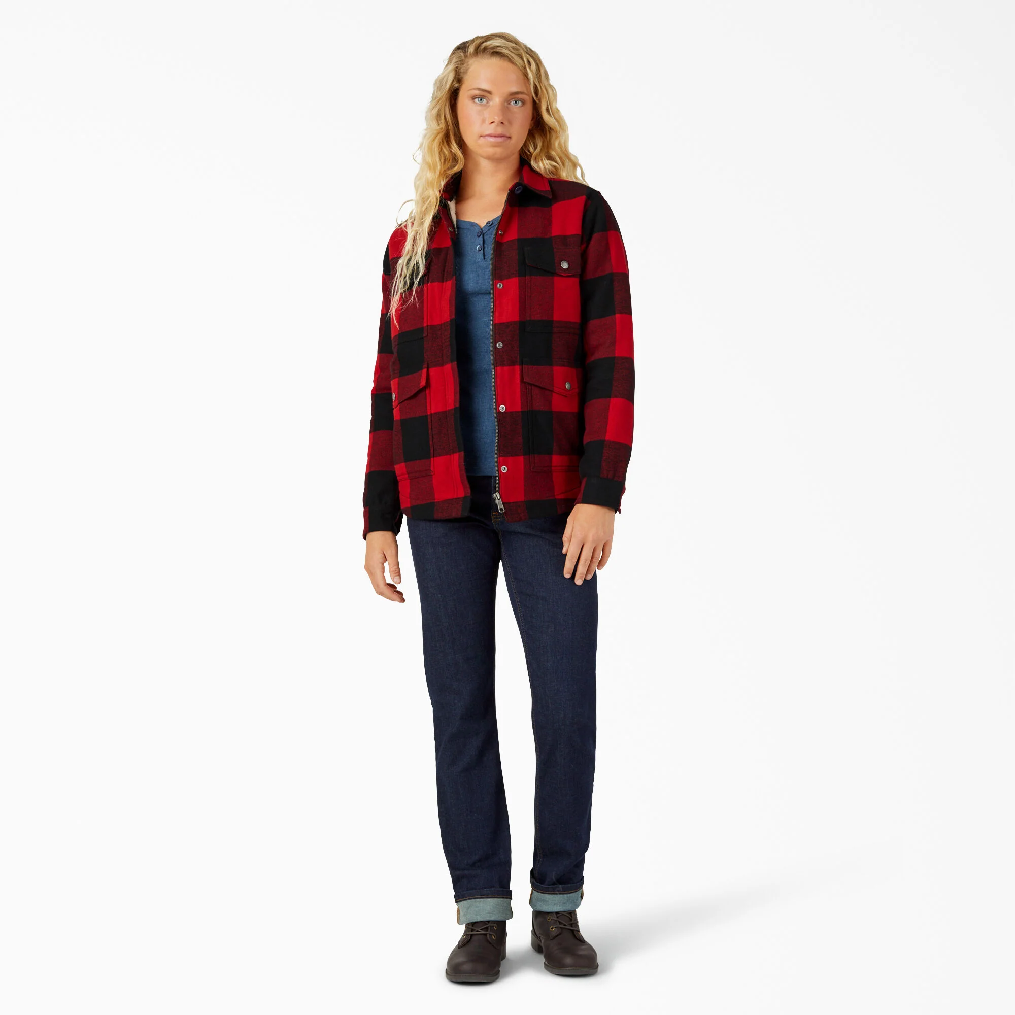 Dickies Women's Sherpa-Lined Flannel Coat - Image 3