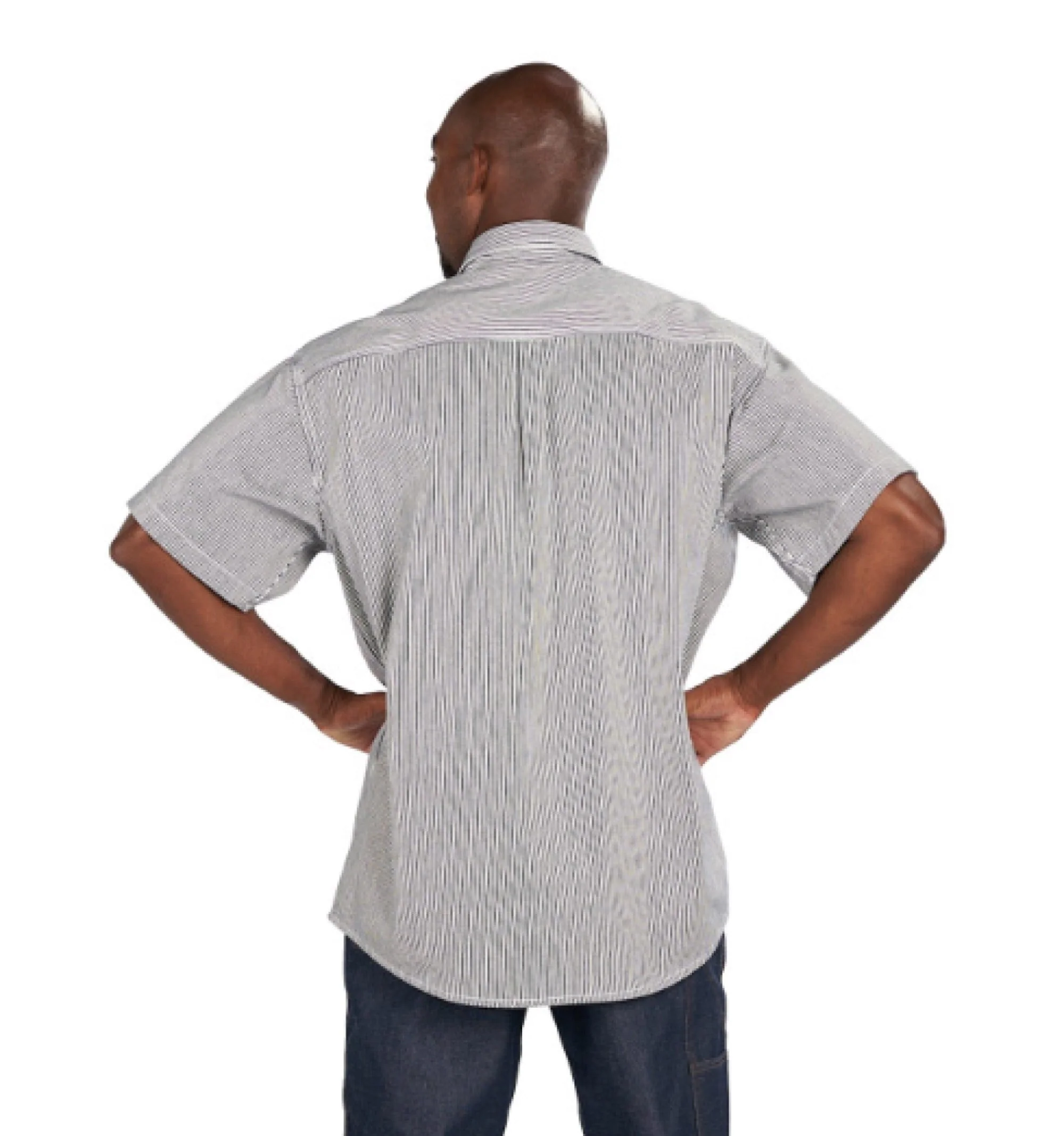 KEY Men's Hickory Half-Zip Short Sleeve Work Shirt - Image 3