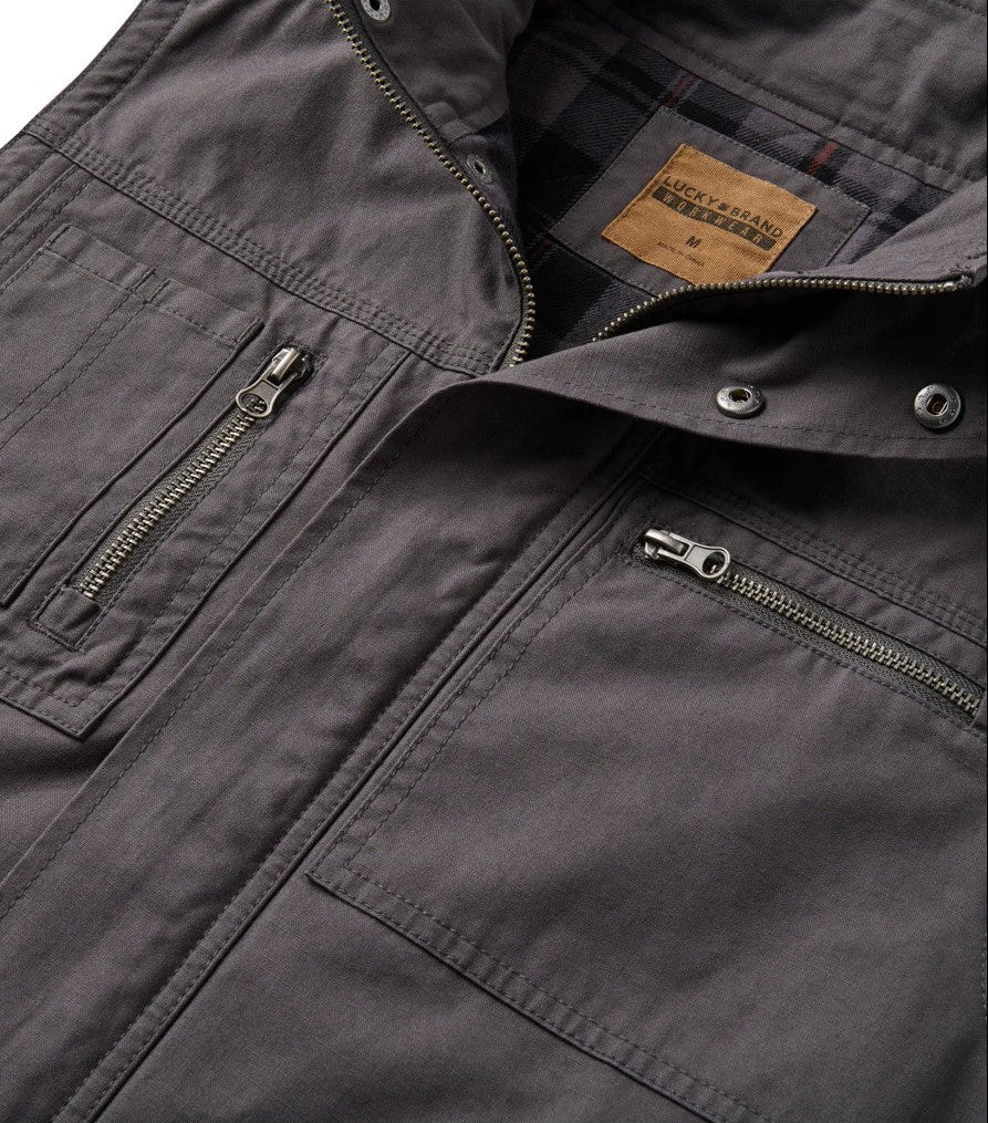 Lucky Brand Workwear Canvas Quilted Plaid Flannel Lined Vest - Image 3