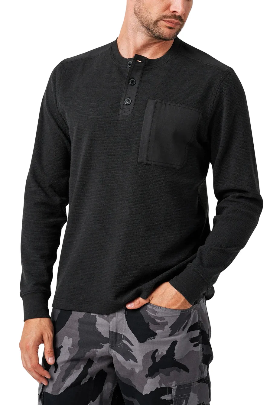 Lucky Brand Workwear Men's Slub Thermal Knit Pocket Long Sleeve Henley