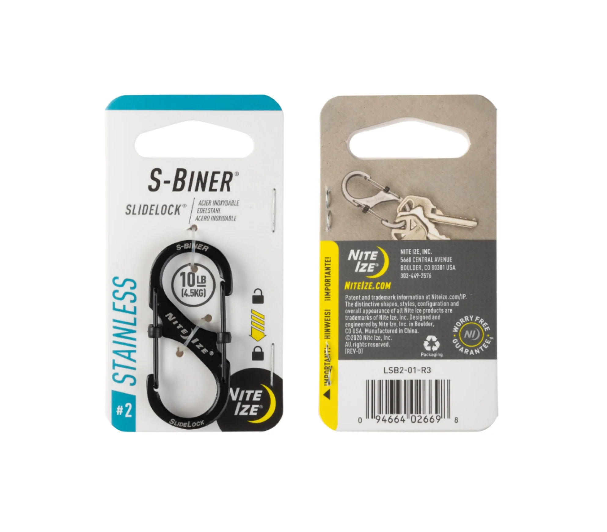 Nite Ize Stainless Steel S-BinerĀ® SlideLockĀ® #2