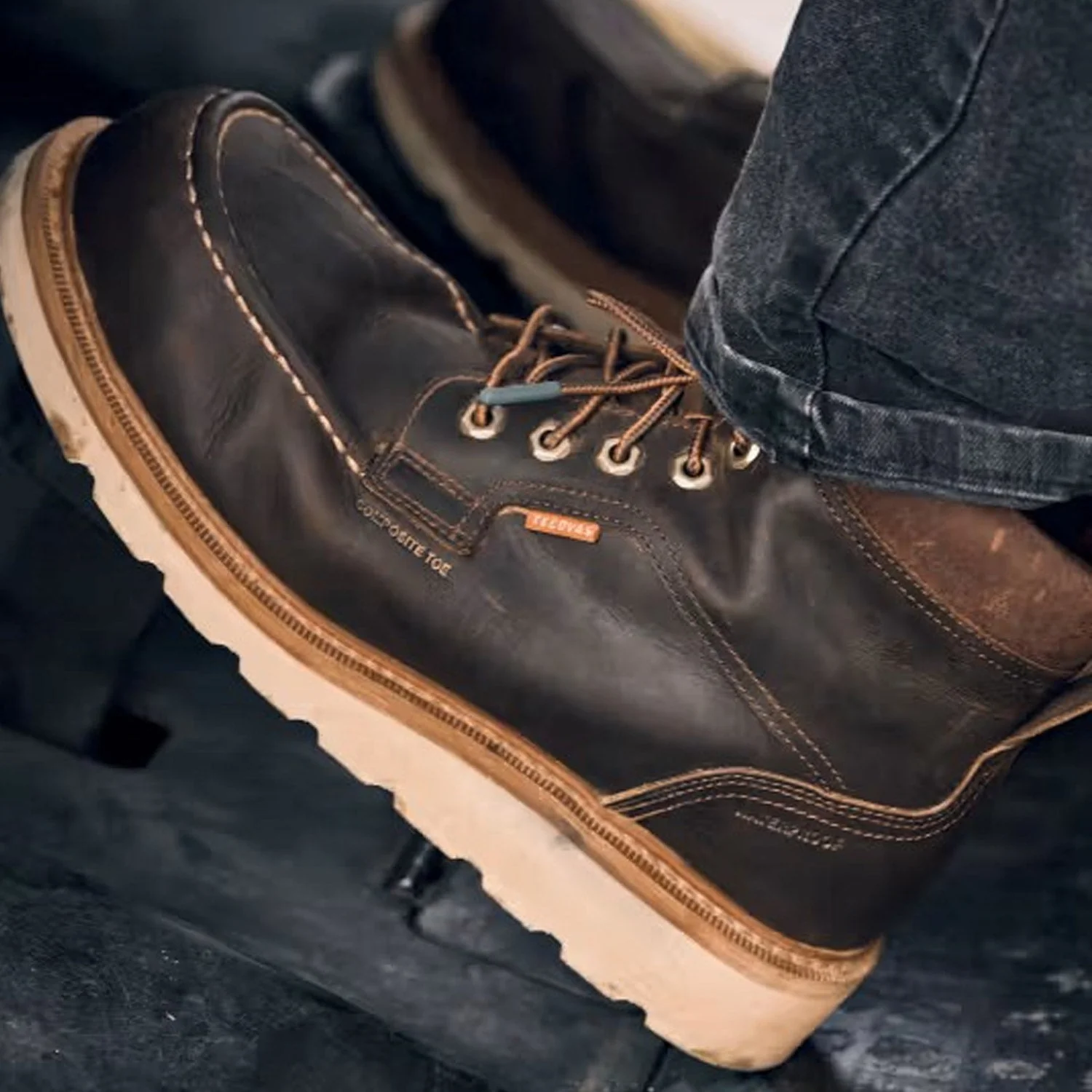 Tecovas Men's LongHaul Waterproof 6" Moc Comp Toe Work Boot - Image 10