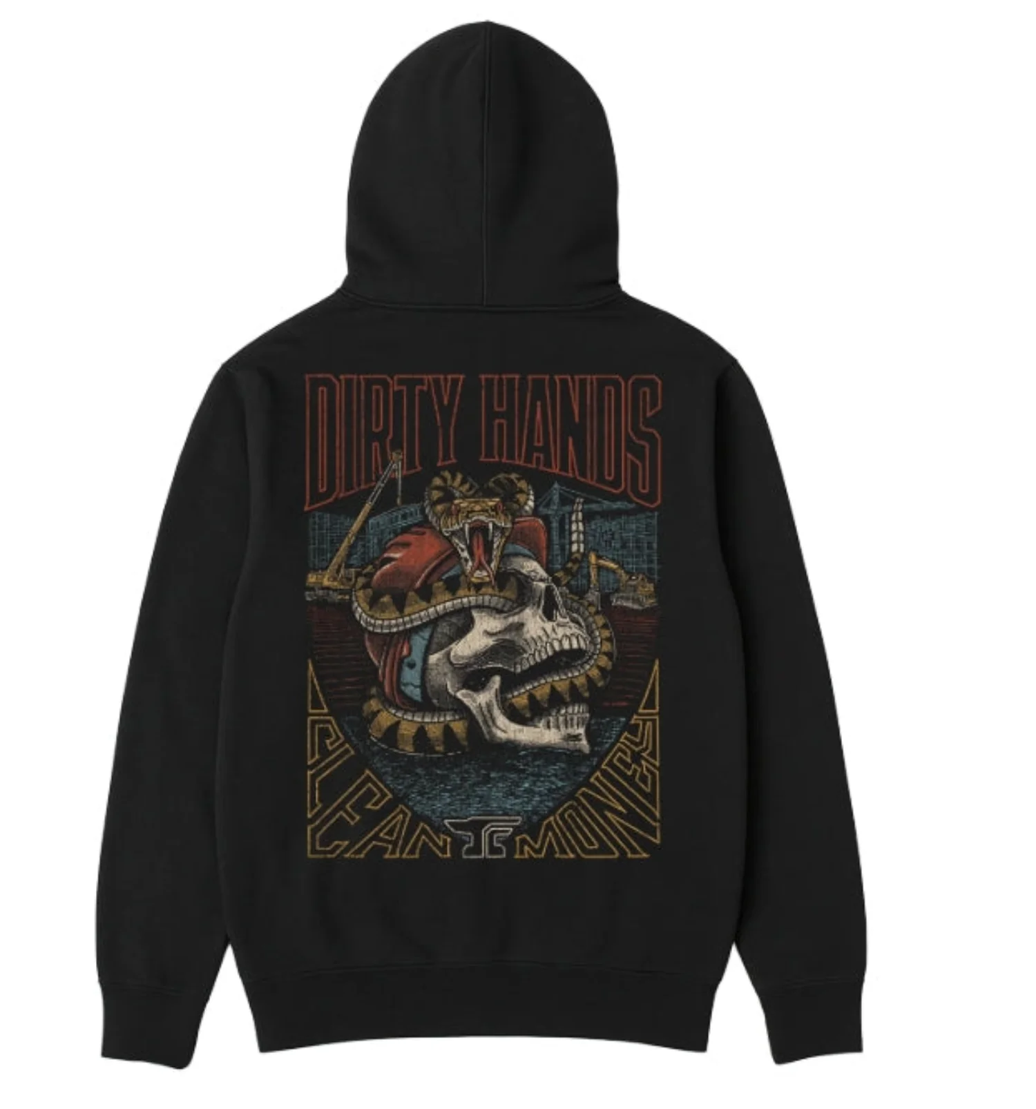 Troll Co. Men's "Dirty Hands Clean Money" Rattled Graphic Hoodie - Image 2