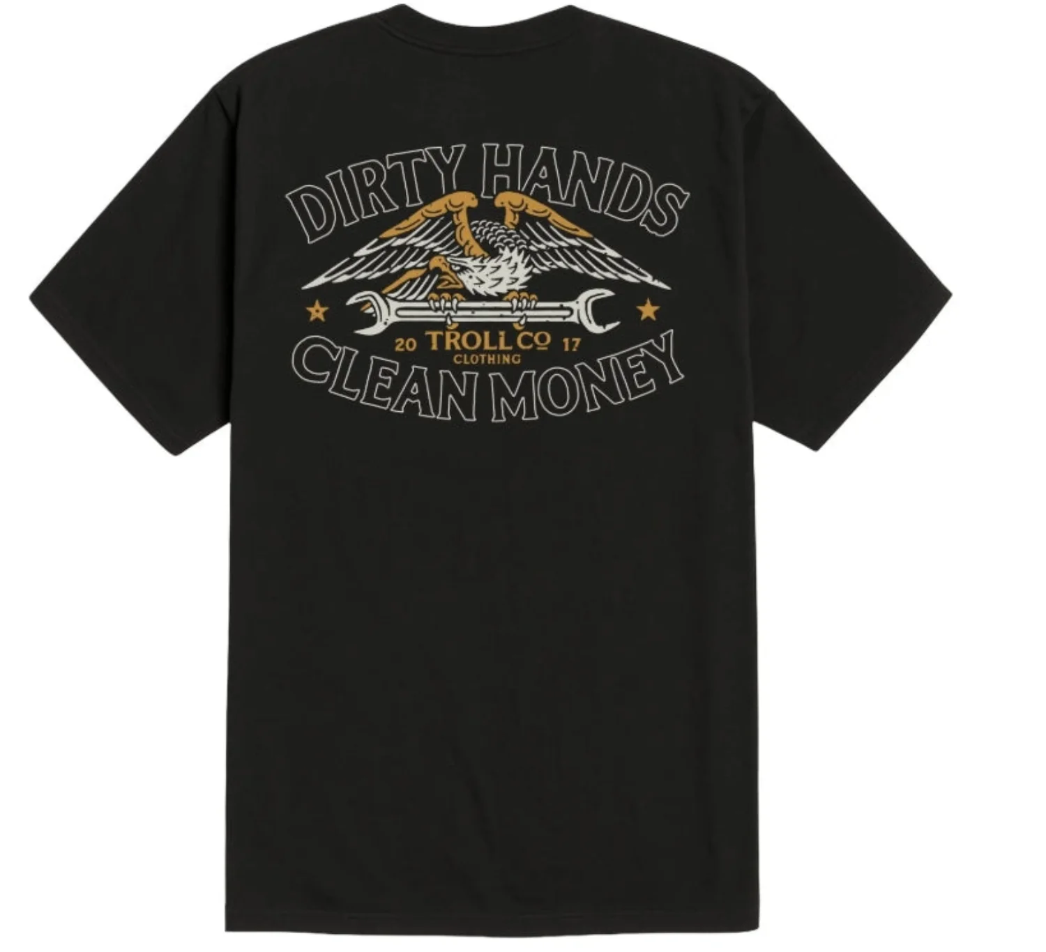 Troll Co. Men's "Dirty Hands Clean Money" Wing Spanner Graphic Short Sleeve T-Shirt - Image 2
