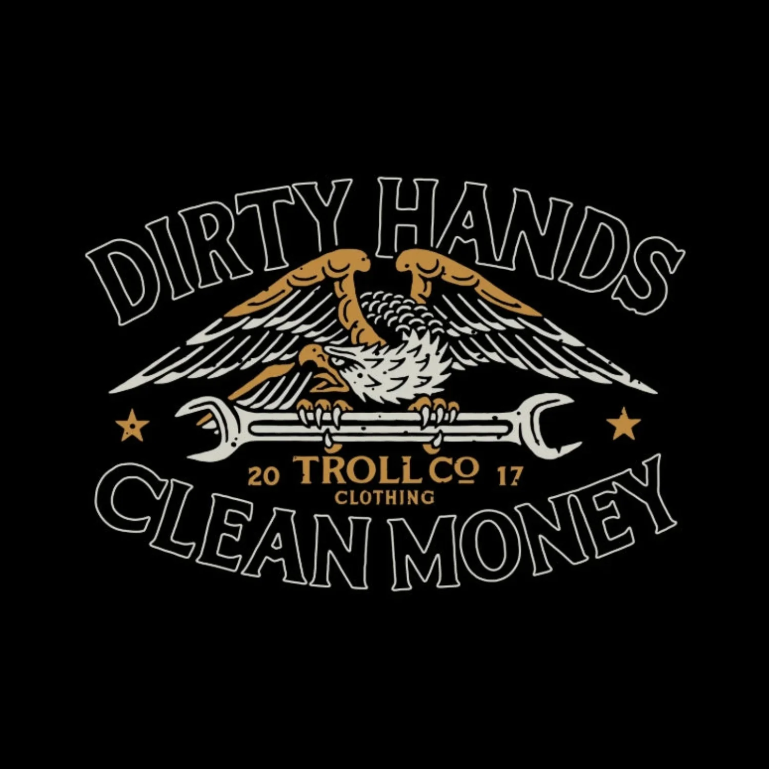 Troll Co. Men's "Dirty Hands Clean Money" Wing Spanner Graphic Short Sleeve T-Shirt - Image 4