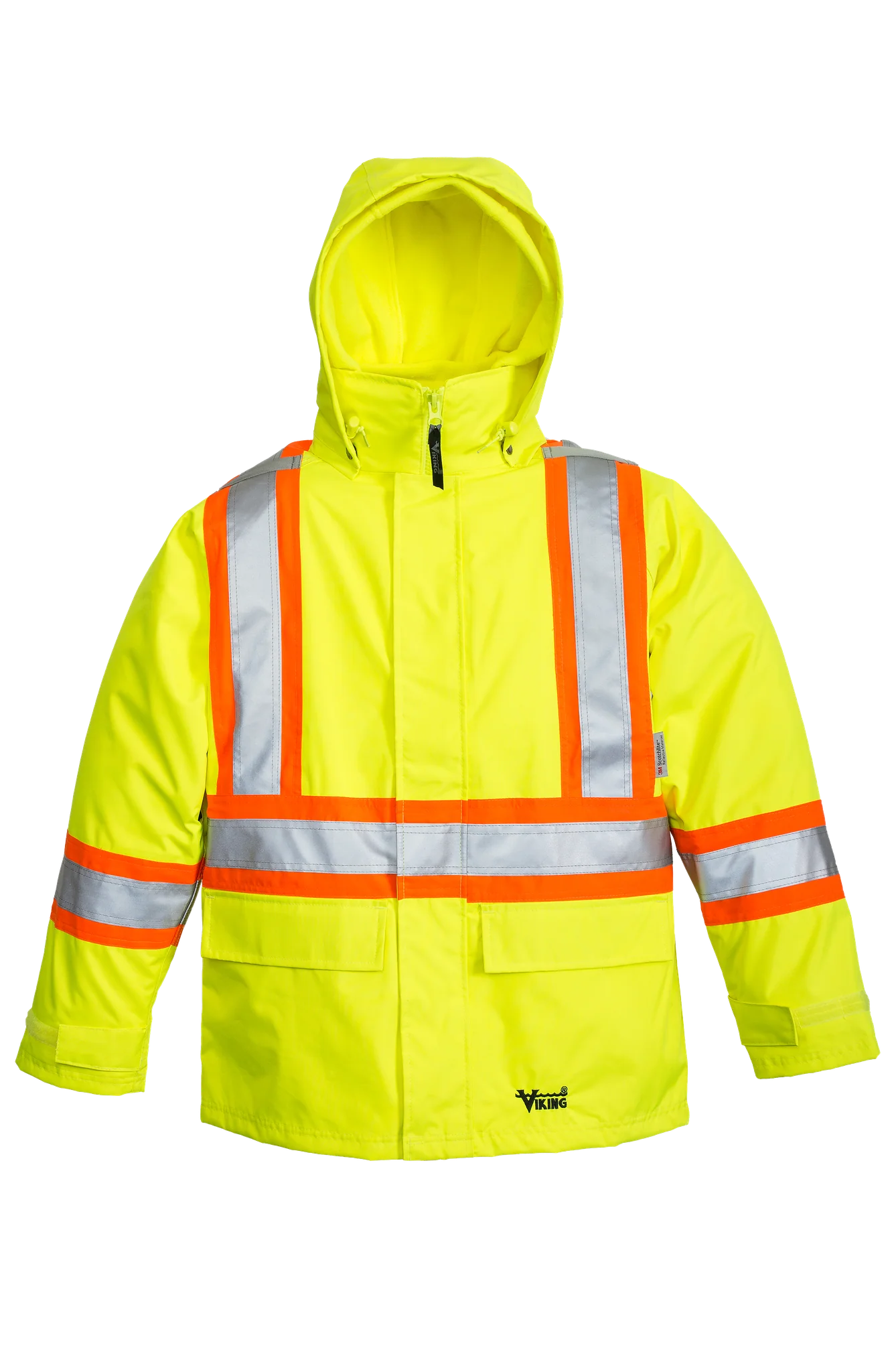 VikingĀ® Men's Journeyman Hi-Vis Class 3 Waterproof Tri-Zone Hooded Jacket