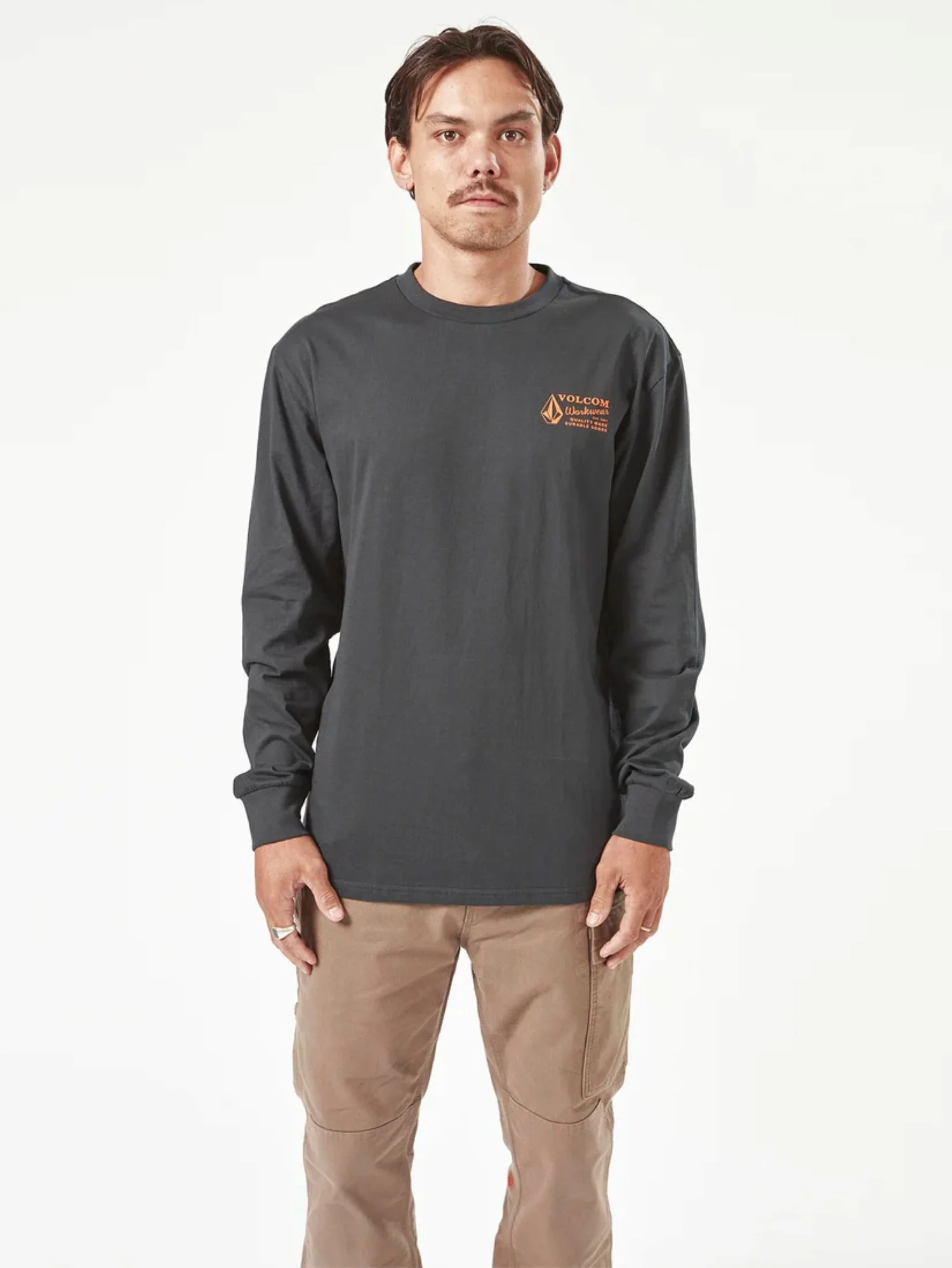 Volcom Men's Logo Graphic Heavyweight Cotton Long Sleeve T-Shirt