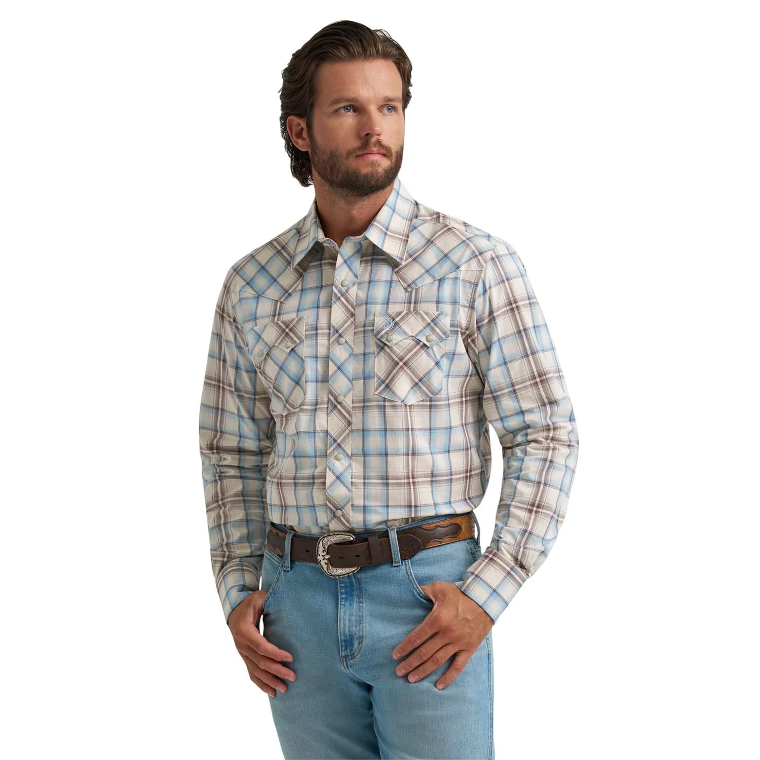 Wrangler Men's Wrangler Retro® Long Sleeve Sawtooth Snap Pocket Western Shirt